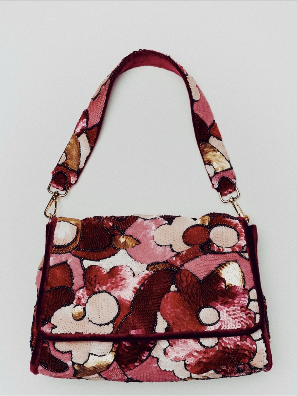 NWT Maeve Audra Embellished Shoulder Bag Pink Floral - Picture 2 of 7